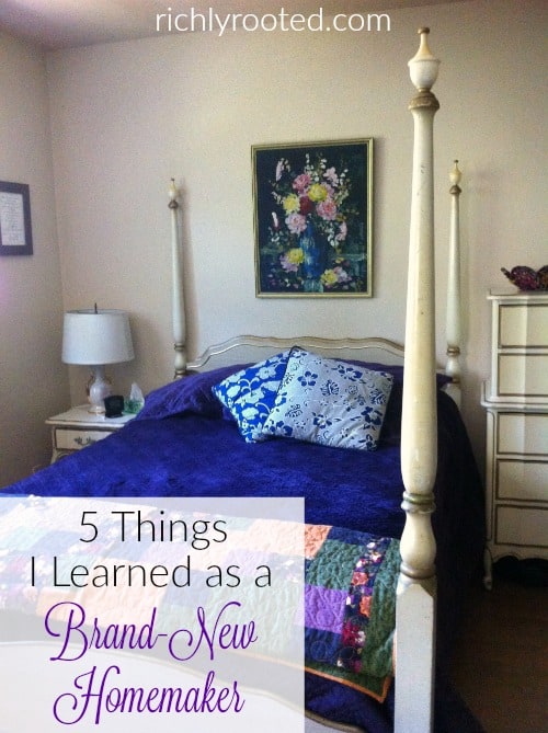 Growing up, I couldn't wait to manage my own home! After getting married and moving into our first apartment, I realized there were many lessons still to master! Here are 5 things I learned as a brand-new homemaker. 