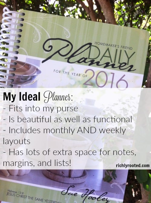 These are my criteria for a good planner for all things homemaking! The Homemaker's Friend daily planner is my favourite!