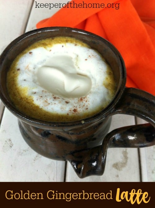This Golden Gingerbread Latte is really tasty! It has a bit of a spicy kick from the ginger and rich, earthy flavor from turmeric and maple syrup. #TurmericLatte #HomemadeLatte #TurmericRecipes