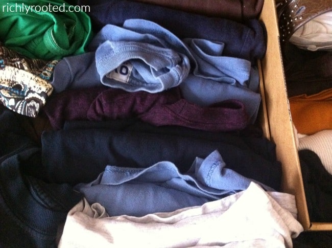Clothes in a drawer