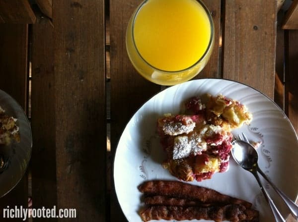 Mimosa and raspberry puff for breakfast