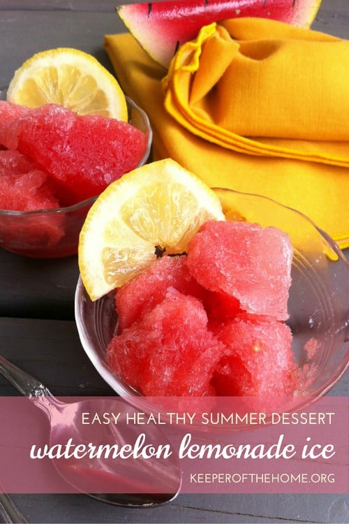 A fruit ice is the perfect cold dessert for summer! Here’s a simple recipe for watermelon lemonade ice that you can prep in no time…and later enjoy on the porch or poolside with friends. #WatermelonRecipe #SummerDessert