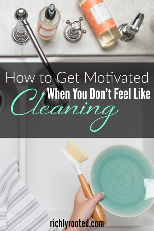 Don't feel motivated to clean? Here are 4 ways to motivate yourself to clean, so you can maintain a tidy home and keep things ready for guests! Click through to find out exactly what they are! #CleaningTips #Homemaking