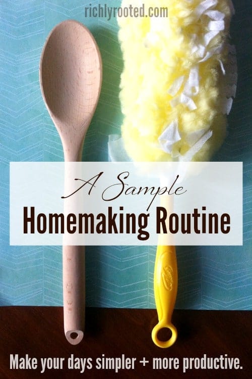 A homemaking routine is your best friend when it comes to home management. Here's a sample homemaking routine built around theme days, plus how to implement it using your daily planner. #HomemakingRoutine #planner