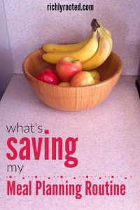 Has your meal planning routine gotten off track? Mine did. Here are three things we've done to fix our meal planning routine so we could stop overspending our grocery budget. They're easy and free. #MealPlanning #GroceryBudget #savingmylife