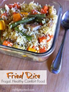 Fried rice is easy, inexpensive, and incredibly versatile! I love making it with fish, pork, or chicken, and whatever fresh or frozen veggies I have on hand!