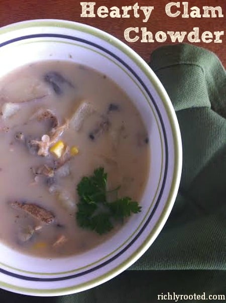 This hearty clam chowder reminds me of vacation in New England! Clam chowder is pure comfort food...and I would put bacon on top!
