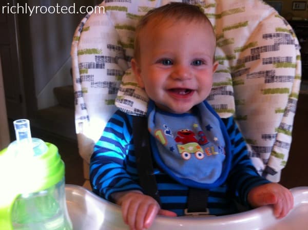 Little Dude in his Stack high chair
