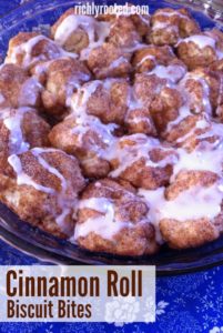 These Cinnamon Roll Biscuit Bites are light and fluffy with just the right amount of buttery sweetness. You can have them in your mouth in 30 minutes, easy. They taste AMAZING!!